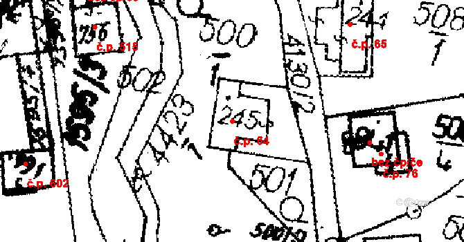 Dolní Dobrouč 64 na parcele st. 245 v KÚ Dolní Dobrouč, Katastrální mapa