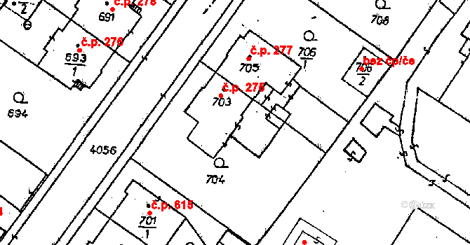 Poděbrady II 275, Poděbrady na parcele st. 703 v KÚ Poděbrady, Katastrální mapa