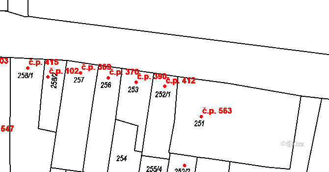 Duchcov 412 na parcele st. 252/1 v KÚ Duchcov, Katastrální mapa