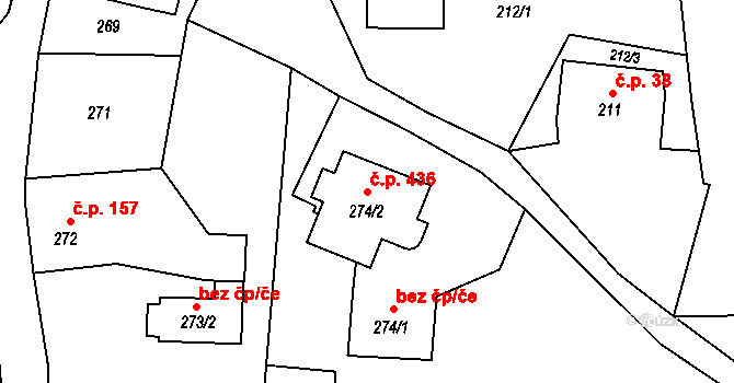 Záblatí 436, Bohumín na parcele st. 274/2 v KÚ Záblatí u Bohumína, Katastrální mapa