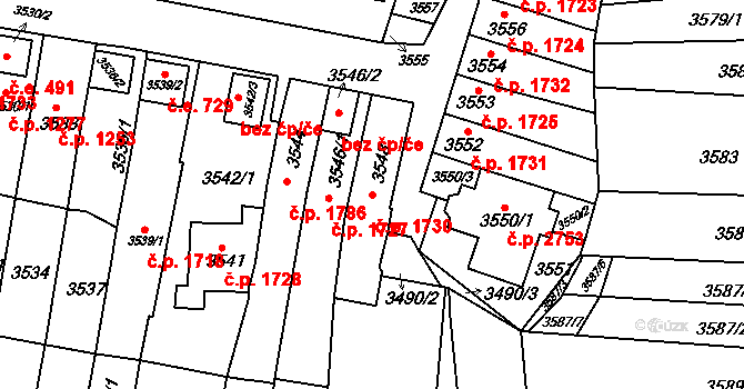 Líšeň 1730, Brno na parcele st. 3548 v KÚ Líšeň, Katastrální mapa