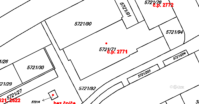 Záběhlice 2771, Praha na parcele st. 5721/71 v KÚ Záběhlice, Katastrální mapa