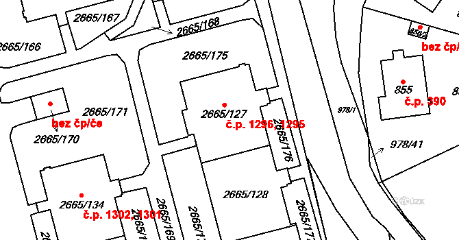 Kyje 1295,1296, Praha na parcele st. 2665/127 v KÚ Kyje, Katastrální mapa