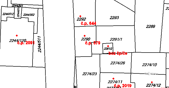 Strašnice 579, Praha na parcele st. 2290 v KÚ Strašnice, Katastrální mapa