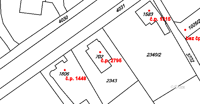 Dvůr Králové nad Labem 2795 na parcele st. 702 v KÚ Dvůr Králové nad Labem, Katastrální mapa