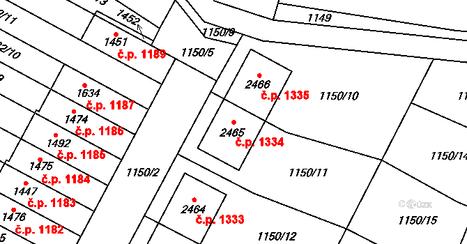Třebechovice pod Orebem 1334 na parcele st. 2465 v KÚ Třebechovice pod Orebem, Katastrální mapa
