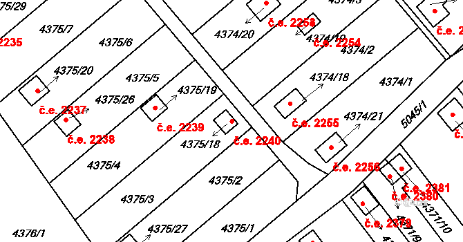 Louny 2240 na parcele st. 4375/18 v KÚ Louny, Katastrální mapa