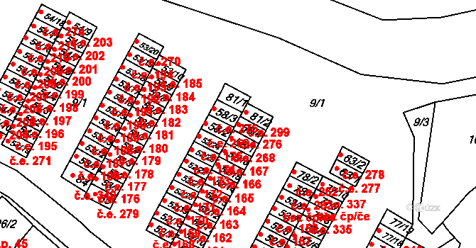 Chanov 276, Obrnice na parcele st. 58/4 v KÚ Chanov, Katastrální mapa