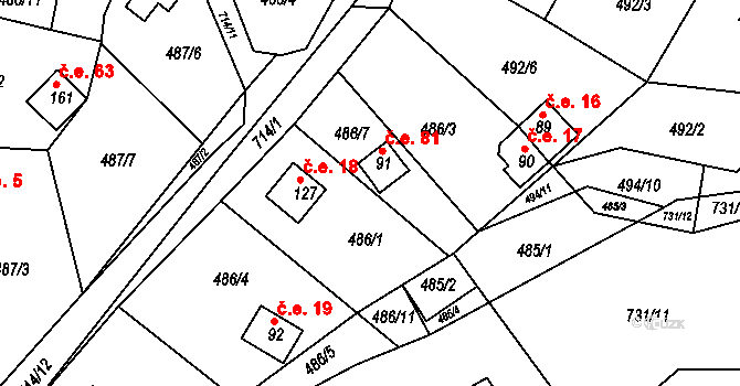 Plchůvky 81, Choceň na parcele st. 91 v KÚ Plchůvky, Katastrální mapa
