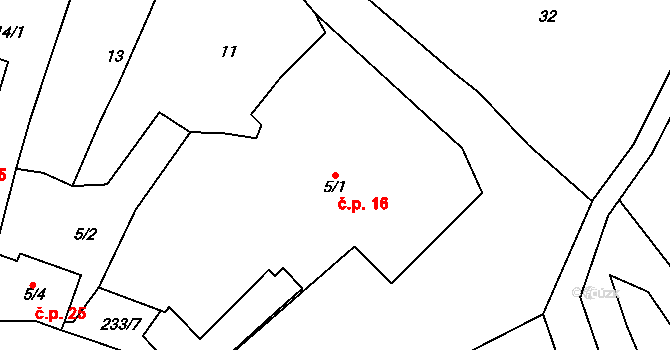 Bolíkovice 16, Babice na parcele st. 5/1 v KÚ Bolíkovice, Katastrální mapa