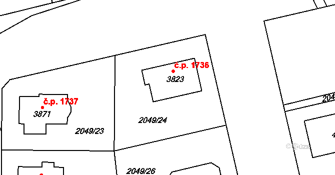 Humpolec 1736 na parcele st. 3823 v KÚ Humpolec, Katastrální mapa