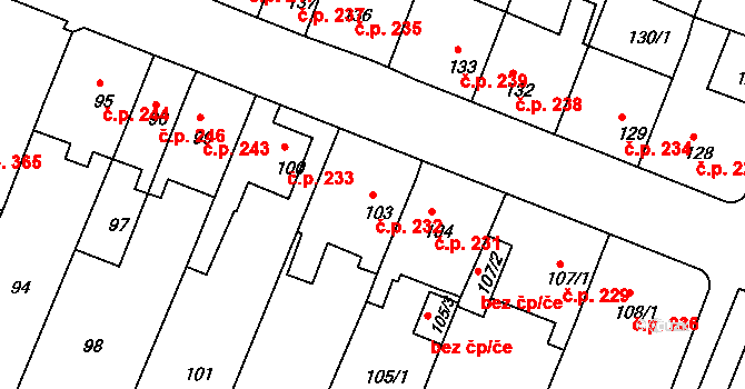 Pokratice 232, Litoměřice na parcele st. 103 v KÚ Pokratice, Katastrální mapa