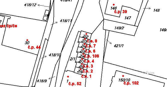 Náchod 6, Tábor na parcele st. 2/4 v KÚ Náchod u Tábora, Katastrální mapa