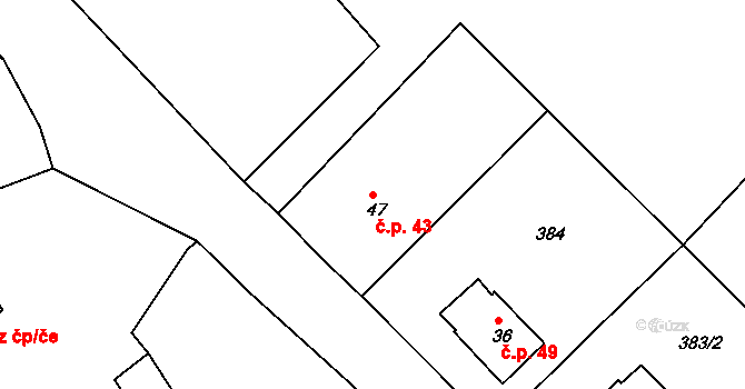 Kateřina 43, Skalná na parcele st. 47 v KÚ Vonšov, Katastrální mapa