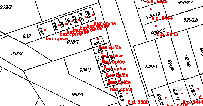 Ostrava 38211980 na parcele st. 934/6 v KÚ Třebovice ve Slezsku, Katastrální mapa