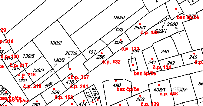 Tlumačov 132 na parcele st. 256 v KÚ Tlumačov na Moravě, Katastrální mapa