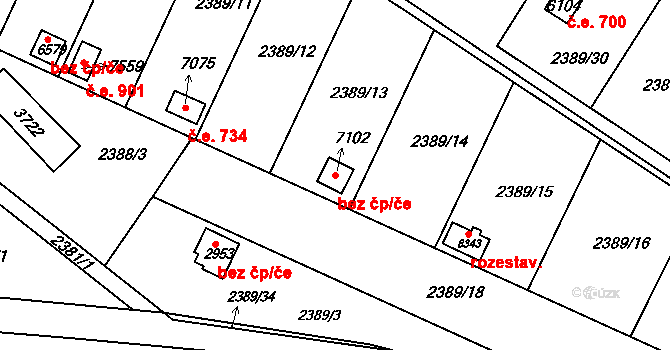 Kroměříž 39067980 na parcele st. 7102 v KÚ Kroměříž, Katastrální mapa