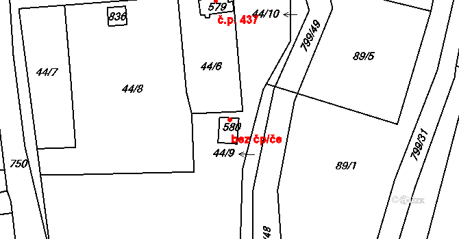 Krupka 43603980 na parcele st. 580 v KÚ Maršov u Krupky, Katastrální mapa
