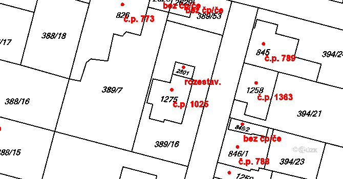 Kateřinky 1025, Opava na parcele st. 1275 v KÚ Kateřinky u Opavy, Katastrální mapa