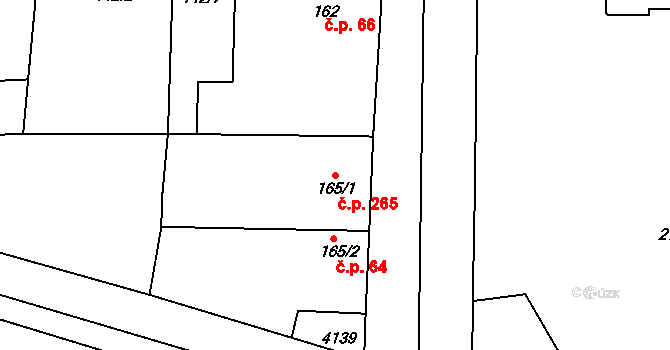 Brankovice 265 na parcele st. 165/1 v KÚ Brankovice, Katastrální mapa