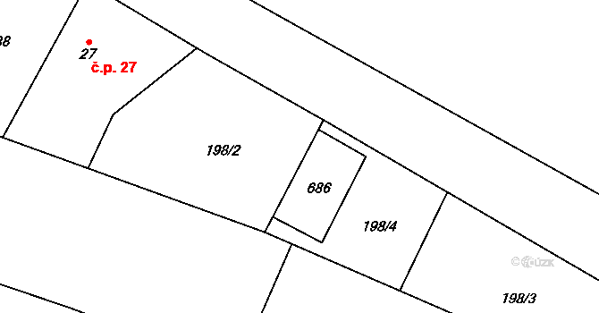 Černovice 45200980 na parcele st. 198/2 v KÚ Nemněnice, Katastrální mapa
