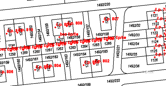 Svitavy 46415980 na parcele st. 1264 v KÚ Čtyřicet Lánů, Katastrální mapa