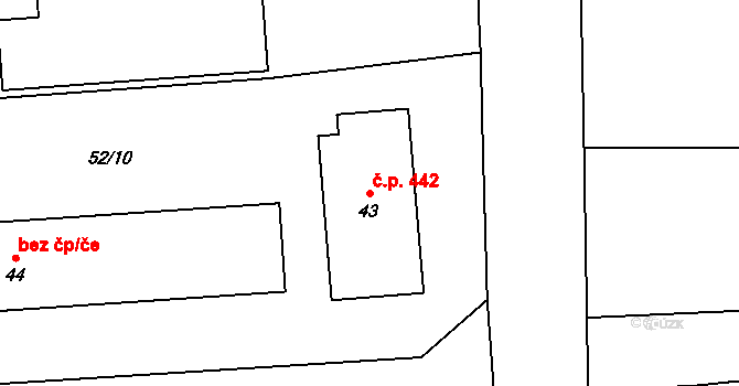 Hnojník 442 na parcele st. 43 v KÚ Hnojník, Katastrální mapa