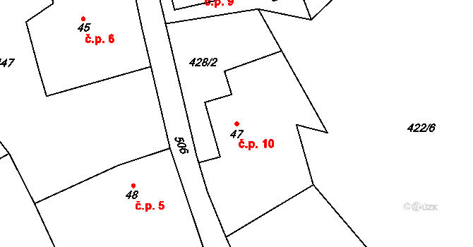 Nákle 10, Klešice na parcele st. 47 v KÚ Klešice, Katastrální mapa