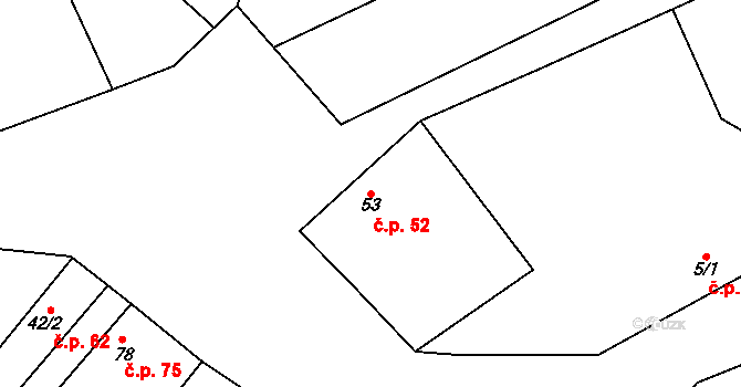 Konětopy 52 na parcele st. 53 v KÚ Konětopy, Katastrální mapa