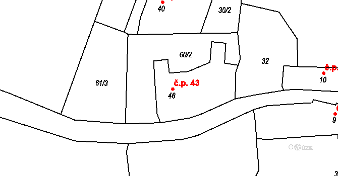 Kakejcov 43 na parcele st. 46 v KÚ Kakejcov, Katastrální mapa