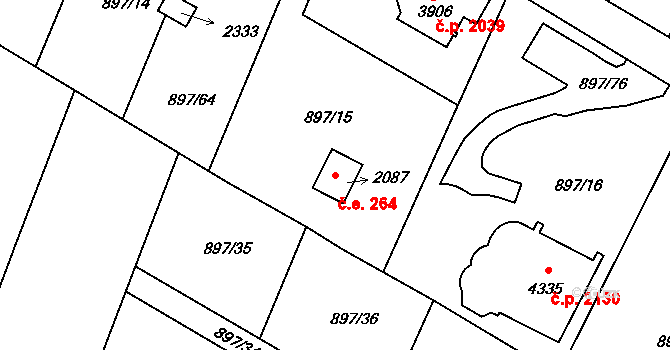 Náchod 264 na parcele st. 2087 v KÚ Náchod, Katastrální mapa