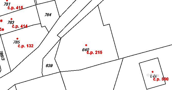 Rájec 215, Rájec-Jestřebí na parcele st. 640 v KÚ Rájec nad Svitavou, Katastrální mapa