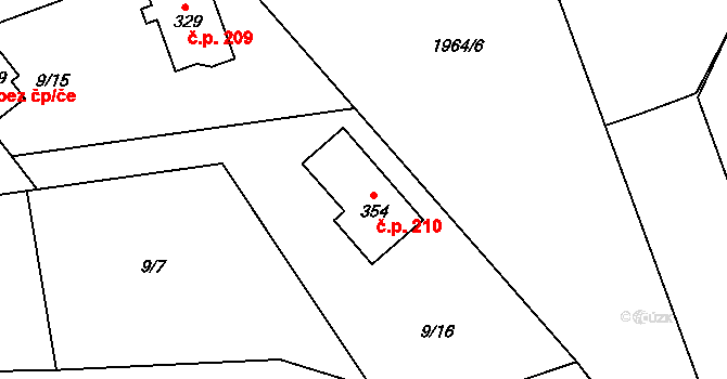Volanov 210, Trutnov na parcele st. 354 v KÚ Volanov, Katastrální mapa