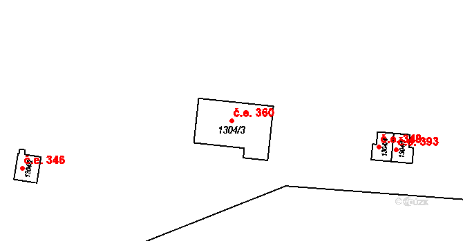 Oslnovice 360 na parcele st. 1304/3 v KÚ Oslnovice, Katastrální mapa
