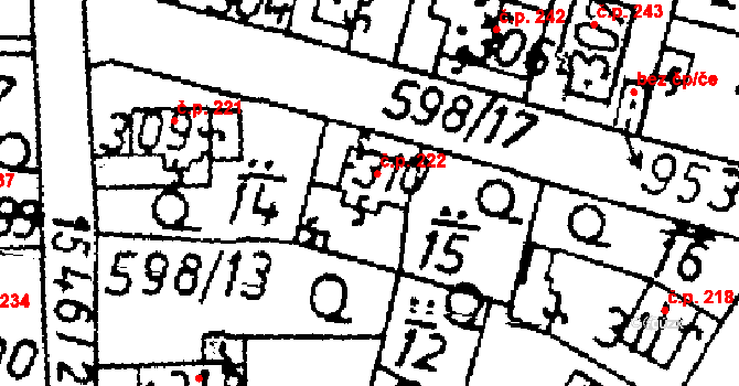 Zbraslavice 222 na parcele st. 310 v KÚ Zbraslavice, Katastrální mapa