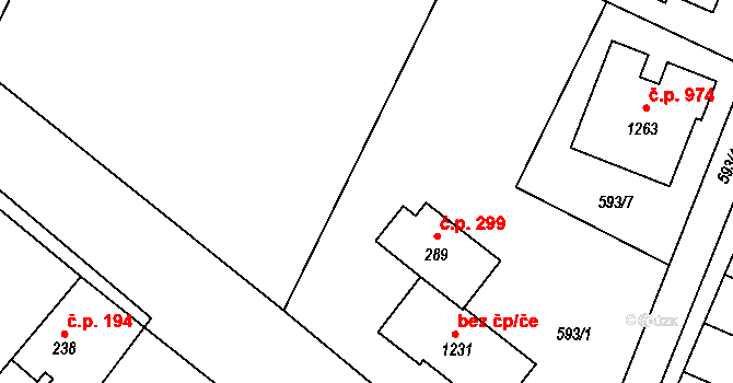 Líbeznice 299 na parcele st. 289 v KÚ Líbeznice, Katastrální mapa