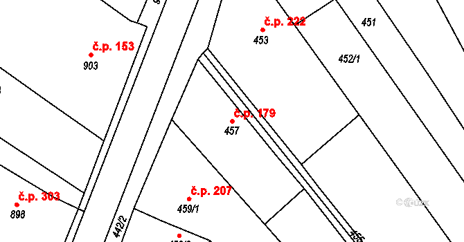 Chudčice 179 na parcele st. 457/1 v KÚ Chudčice, Katastrální mapa