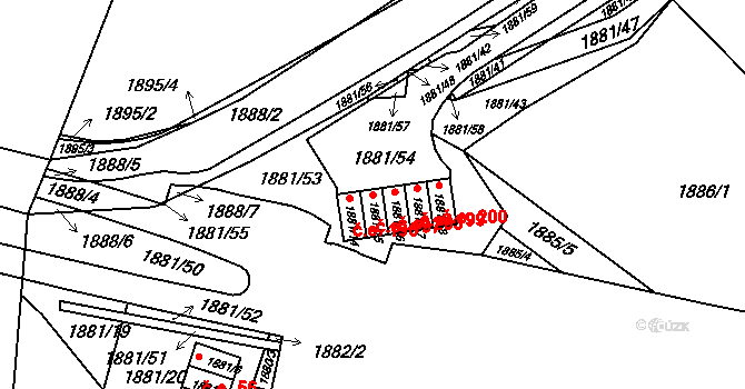 Hrušovany u Brna 197 na parcele st. 1881/15 v KÚ Hrušovany u Brna, Katastrální mapa
