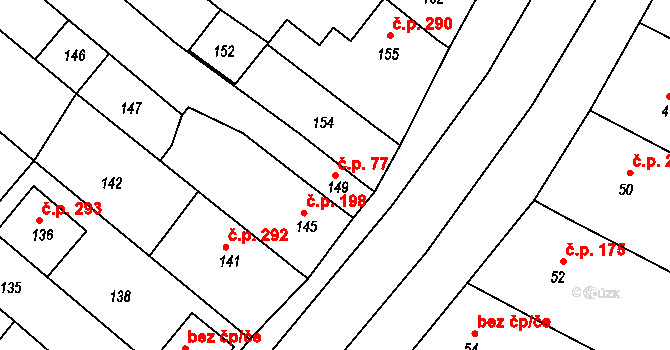 Milokošť 77, Veselí nad Moravou na parcele st. 149 v KÚ Milokošť, Katastrální mapa