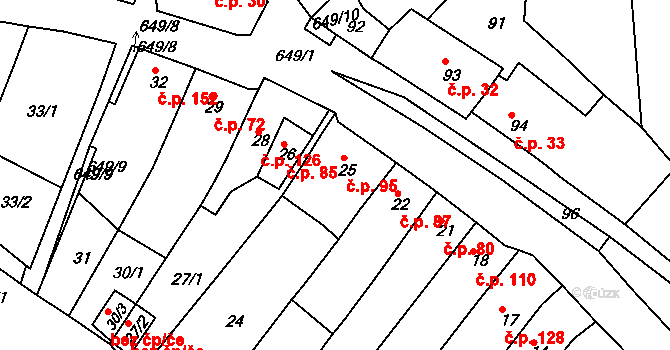 Opatovice 95, Vyškov na parcele st. 25 v KÚ Opatovice u Vyškova, Katastrální mapa