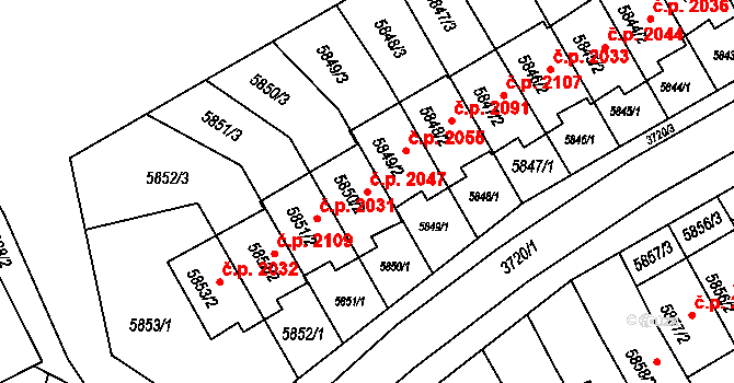 Pod Bezručovým vrchem 2047, Krnov na parcele st. 5850/2 v KÚ Krnov-Horní Předměstí, Katastrální mapa