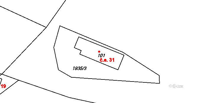 Sembratec 31, Petroupim na parcele st. 101 v KÚ Petroupim, Katastrální mapa