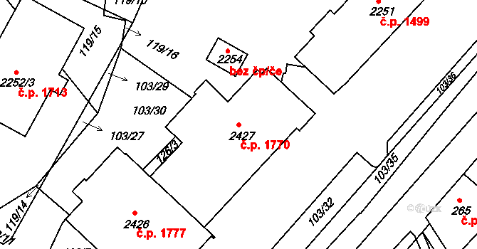 Brandýs nad Labem 1770, Brandýs nad Labem-Stará Boleslav na parcele st. 2427 v KÚ Brandýs nad Labem, Katastrální mapa