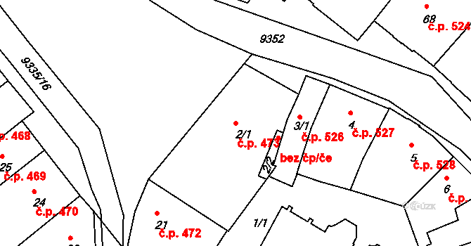 Slavonice 473 na parcele st. 2/1 v KÚ Slavonice, Katastrální mapa