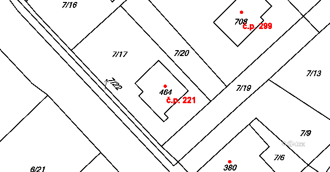 Ohrazenice 221 na parcele st. 464 v KÚ Ohrazenice u Turnova, Katastrální mapa