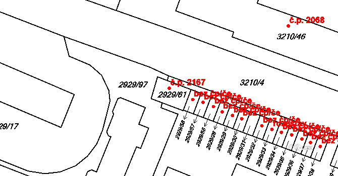 Boskovice 2167 na parcele st. 2929/61 v KÚ Boskovice, Katastrální mapa