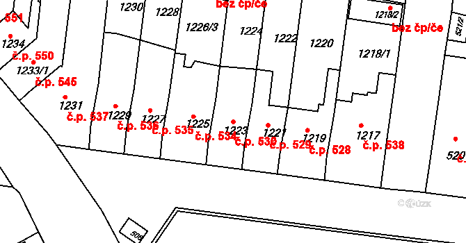 Předměstí 530, Moravská Třebová na parcele st. 1223 v KÚ Moravská Třebová, Katastrální mapa