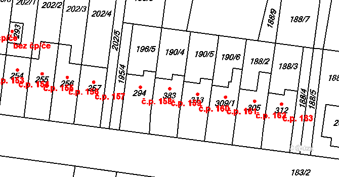 Slavkov pod Hostýnem 159 na parcele st. 383 v KÚ Slavkov pod Hostýnem, Katastrální mapa