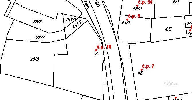 Sobáčov 18, Mladeč na parcele st. 7 v KÚ Sobáčov, Katastrální mapa