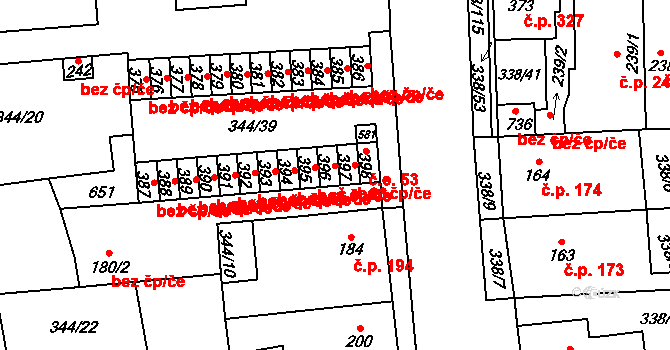 Bohušovice nad Ohří 23 na parcele st. 396 v KÚ Bohušovice nad Ohří, Katastrální mapa